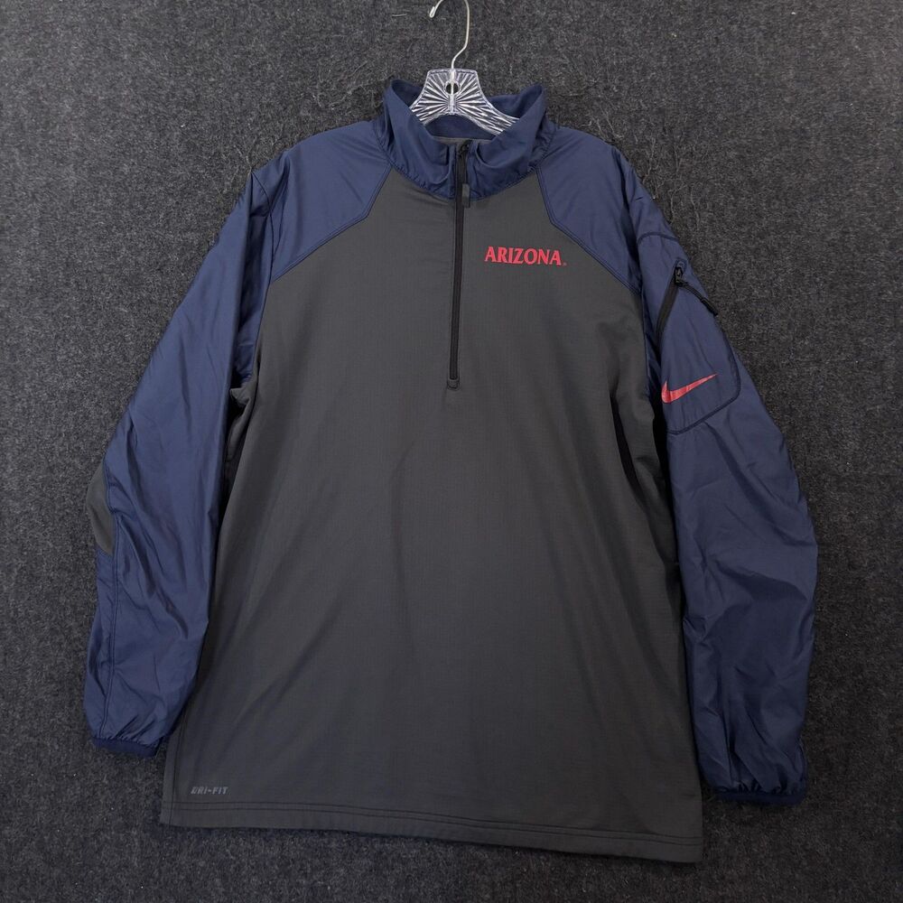 Arizona Wildcats Pullover Men's Medium Gray Navy Nike Dri-FIT 1/4 Zip